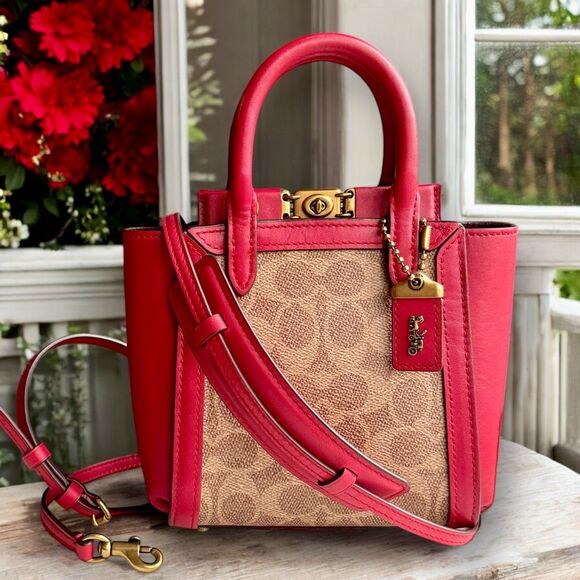 🍎 Coach 1941 Troupe Tote 16 in Signature Canvas & 1941 Red / Brass MSRP $425 - Picture 11 of 16